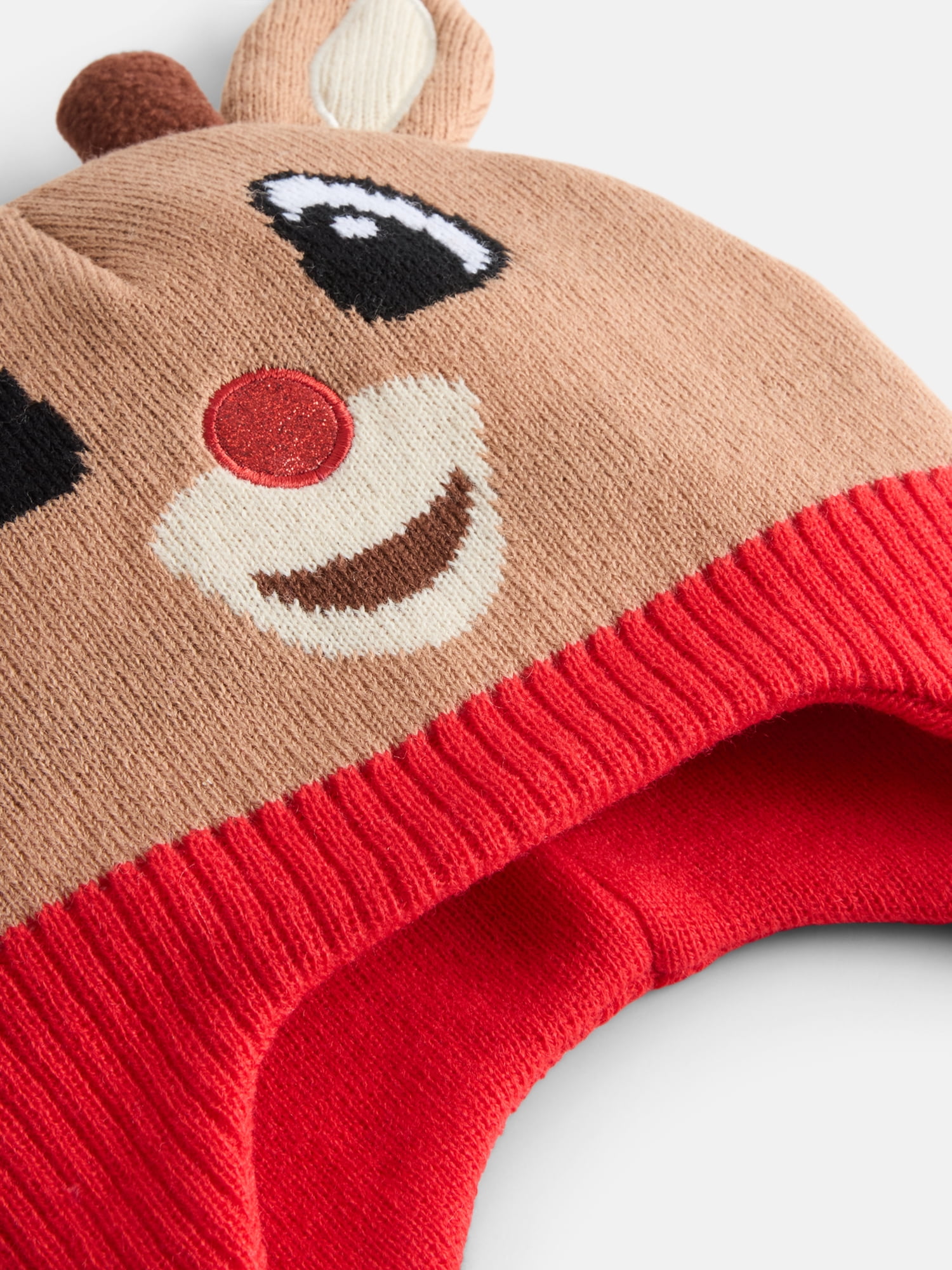 Rudolph the Red-Nosed Reindeer Toddler Girls Knit Beanie and Mitten Set, 2 Piece, One Size