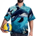 thumbnail image 4 of Whale Men's Casual Printed Poplin Short Sleeve Button Down Beach Shirt with Spread Collar Top, 4 of 6