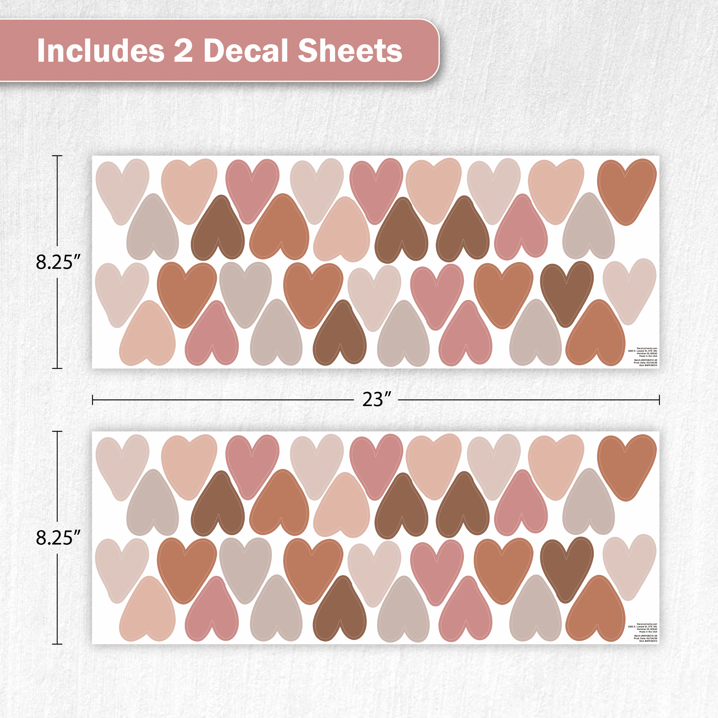 Wall Palz Boho Hearts Vinyl Wall Decals Peel and Stick Room Decorations