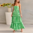 thumbnail image 6 of Biezeib Women's Long Tiered Dress Sleeveless Spaghetti Strap Square Neck Striped Print Dress Midi Slip Dress, 6 of 12