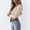 Beige, variant on Women's 3/4 Zip V Neck Top, Long Sleeve Solid Color Casual Blouse, Modern Commuting Shirt for Work or Smart Casual, Beige - XL
