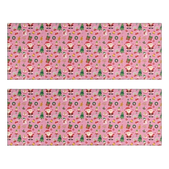Kitchen Rugs Sets Of 2,Pink Christmas Santa and Tree Pattern Anti Fatigue Kitchen Mat Rugs Non Slip Washable,Decorative Kitchen Floor Mats for Kitchen,Sink,Laundry,17"X47"