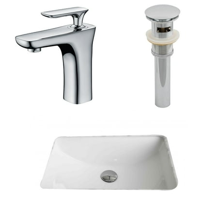 Rectangle Single Hole - American Imaginations 20.75-in. W x 14.35-in. D CUPC Rectangle Undermount Sink Set In White With Single Hole CUPC Faucet And Drain