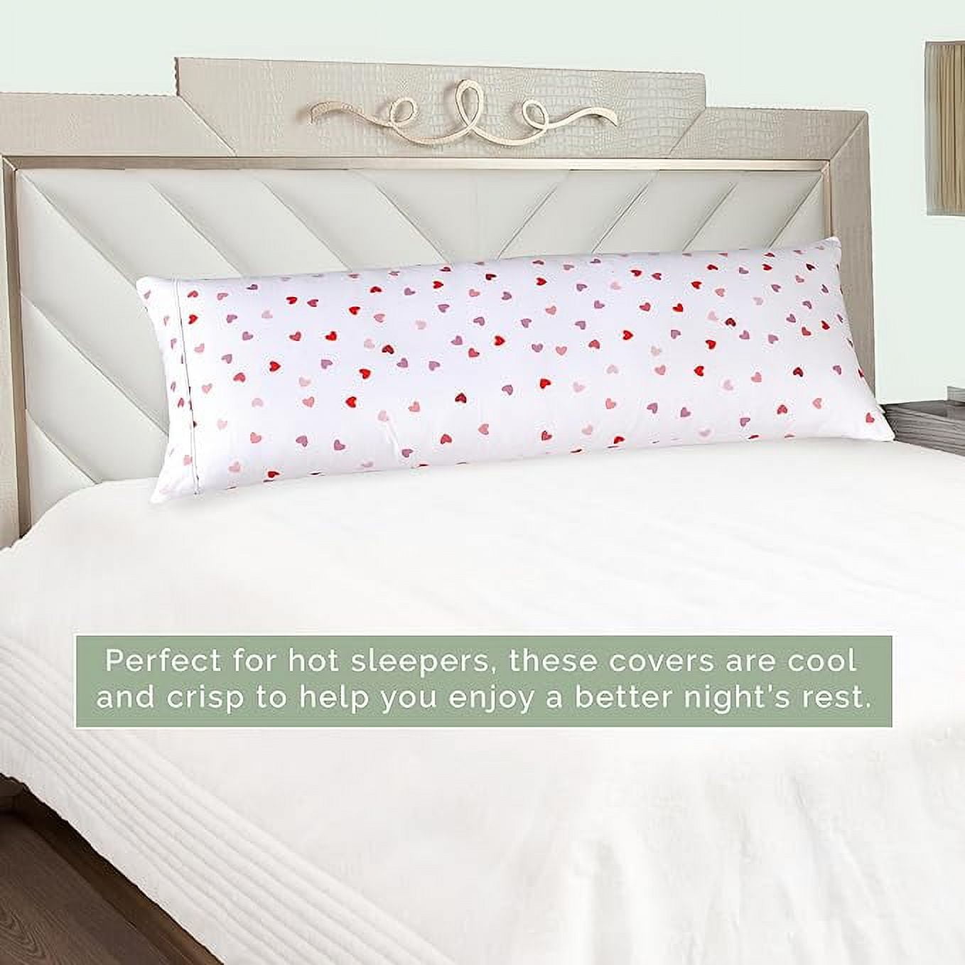 Hearts Pint Pillowcase - 1500 Series Hotel Quality Microfiber, Soft and Smooth Hidden Zipper Closure - Body Pillowcase, Valentina