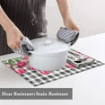 thumbnail image 6 of Spring Pink Tulips Placemats Set of 6 Washable Table Mats for Kitchen Dining Table, Heat-Resistant Cotton Linen Place Mats for Indoor Outdoor Parties Holiday Decoration, Buffalo Plaid Black White, 6 of 6