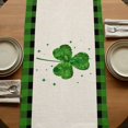 thumbnail image 5 of Table Runners 90 Inches Long Dress Scarves, St. Patrick's Day Farmhouse Coffee/Dining/Kitchen Table Runner for Living Room, Green Shamrock Leaves Love Plaid Beige 13x90 Inch, 5 of 9
