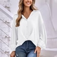thumbnail image 2 of Penkiiy Long Sleeve Shirts for Women Casual Summer, Turndown Collar Button Down Shirts Sweatshirt Puff Sleeve Loose Fit Tunic Tops L White, 2 of 7
