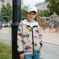thumbnail image 4 of Psesaysky Boys Sweatshirt Cartoon Trucks Print Boys Zip Up Hoodie Kids Long Sleeve Oversized Hoodie Jacket Winter Coat with Pockets, Size XL, 4 of 7