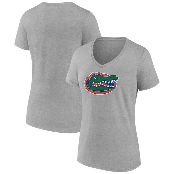 Women's Gray Florida Gators Team Logo V-Neck T-Shirt