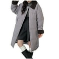 thumbnail image 3 of Htigea Clearance Womens Thickened Warm Long Cotton Winter Large Pocket Casual Loose Lapel Parka Solid Color Casual Jacket Long Coats Today Sales Purple,XL, 3 of 5