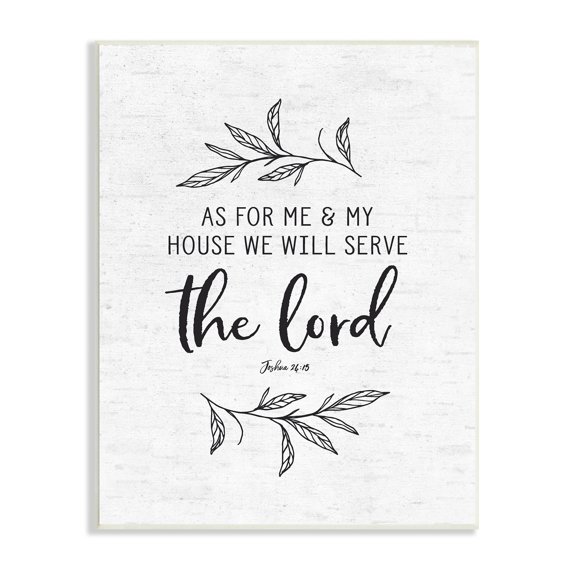 Stupell Industries Serve The Lord Spiritual Scripture Rustic Botanicals Graphic Art Unframed Art Print Wall Art, Design by Lettered and Lined