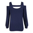 thumbnail image 3 of Fall Shirts for Women 2025 Solid Color Jacquard U Neck Hollow Out Loose Going Out Tops Long Sleeve Shirts for Women, 3 of 5