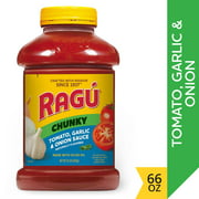 Ragu Chunky Tomato, Garlic and Onion Pasta Sauce, Made with Olive Oil, Diced Tomatoes, Delicious Garlic and Onions, and Italian Herbs and Spices, 66 OZ
