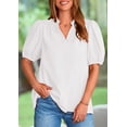 thumbnail image 4 of Blusa PRETTYGARDEN Mujer Cuello en V Manga Corta Abullonada Blanca, 4 of 8
