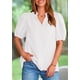 thumbnail image 4 of Blusa PRETTYGARDEN Mujer Cuello en V Manga Corta Abullonada Blanca, 4 of 8