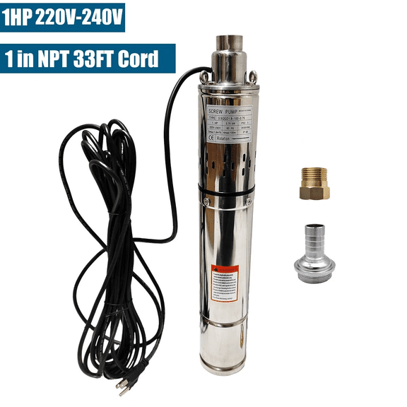 iMeshbean 1HP 3.5"OD Deep Well Submersible Pump 328ft Max long life 230V 8GPM Sub 33ft Cord