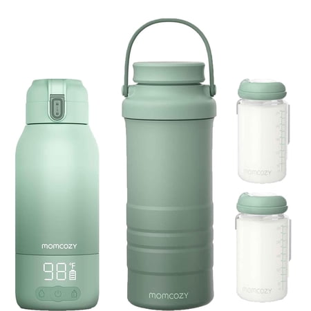 Momcozy Portable Milk Warmer for Travel – Dual Heating Modes for Breast Milk and Momcozy 22oz Portable Breast Milk Cooler for Outdoor, Life Saver with 360° Total Cooling for 24 Hours