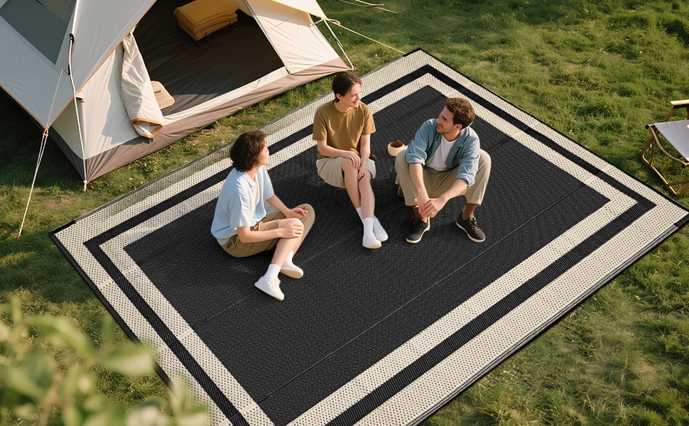 Outdoor Plastic Waterproof Rug 5'x 8' for Patio, Porch, Deck, Backyard, Balcony, Reversible