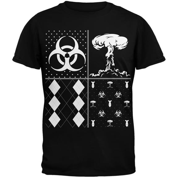 Biohazard Festive Blocks Ugly Christmas Sweater Black Youth T-Shirt - Youth Medium