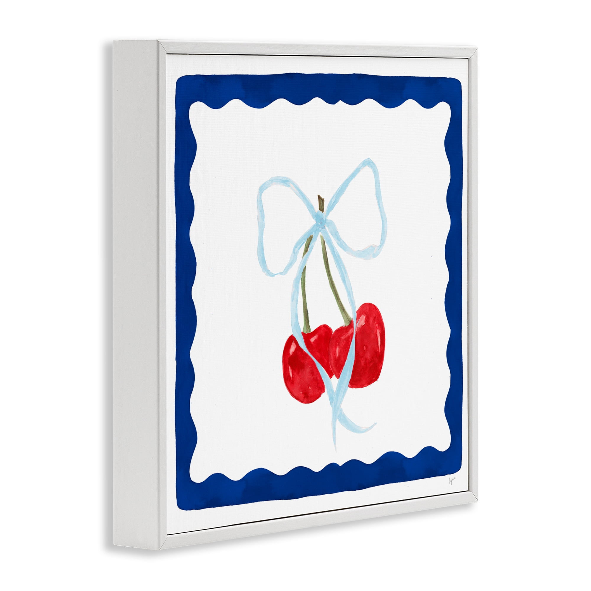 Stupell Industries Summer Bordered Cherries White Framed Giclee Art, design by Lucille Price