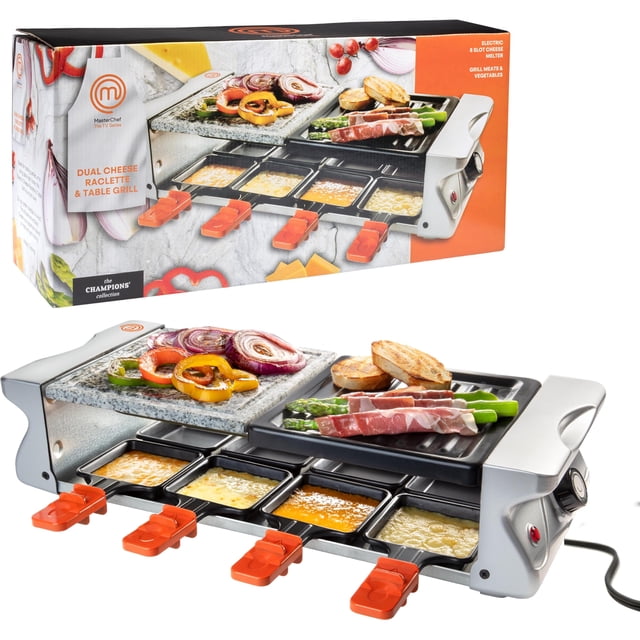 Parrilla de mesa Raclette MasterChef Dual para 8 personas con piedra y plato
