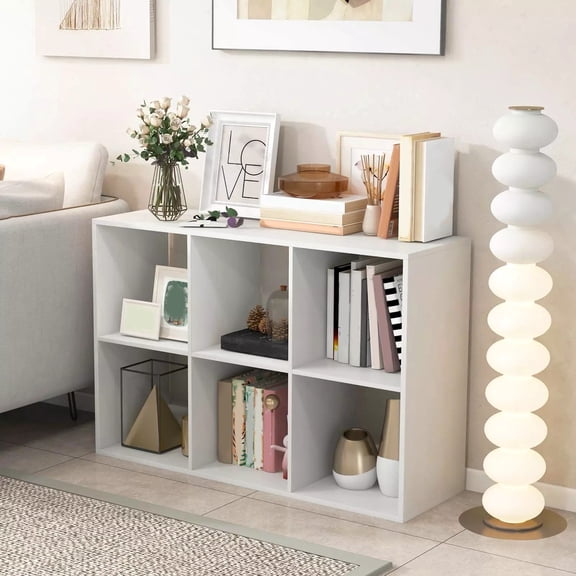 Auranook 6-Cube Open Bookshelf w/ Anti-tip Kits Home Modern Style Storage Shelf for Study