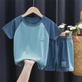thumbnail image 2 of NIEWTR Toddler Kids Baby Boy Summer Clothes Sets 1T 2T 3T 4T 5T Letter Print Short Sleeve Tops Elastic Shorts Outfits Casual Outfit Set(BU2,9-10 Years), 2 of 4