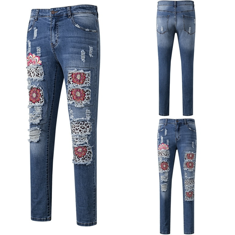 FARYSAYS American Flag Pattern Jeans Womens Blue Jeans Fashion