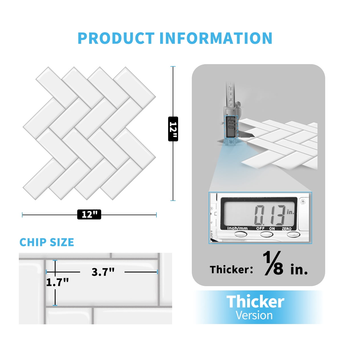 Art3d Herringbone Peel and Stick Backsplash Tiles (10 Tiles, Thicker Version)