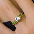 thumbnail image 4 of Gem Stone King 925 Sterling Silver and 10K Yellow Gold IGI Certified Lab Grown Diamond and PeridotRing for Women | 1.66 Cttw | Center 1 Ct Diamond | D-E Color | VS1-VS2 Clarity | Size 8, 4 of 5