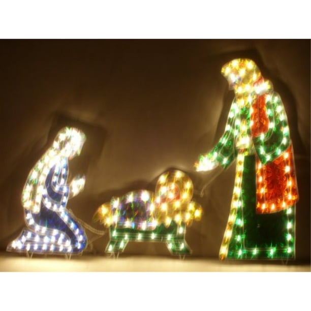 holographic outdoor yard nativity set