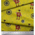 thumbnail image 2 of Soimoi Yellow polyester Crepe Fabric Cartoon Machine & Gear Parts Hardware Print Fabric by Yard 52 Inch Wide, 2 of 3