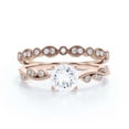 thumbnail image 1 of Twisted Boho & hippie 1.75 Carat Round Cut Diamond Moissanite Engagement Ring Wedding Ring in 10k Solid Rose Gold, Gift For Her, Promise Ring, Anniversary Ring, Bridal Set, Matching Band, 1 of 3