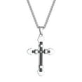 thumbnail image 2 of HOOUN Black Silver Large CZ Cross Pendant Necklace Stainless Steel Jewelry For Men 24', 2 of 6