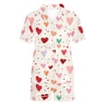 thumbnail image 4 of Fewfanhot Valentines Pajamas for Women Short Sleeve Loungewear 2 Pcs Satin Soft Pj Sets Button Down Women's Summer Sleepwear, 4 of 8
