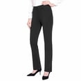 thumbnail image 1 of Pantalones de vestir Prolriy para mujer, rectos, formales, con bolsillos, cintura alta y trabillas, ideales para negocios y ocio, color negro XXXL., 1 of 4