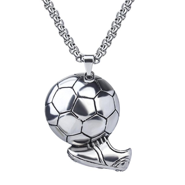 Collar con colgante de balón de fútbol redondo de plata y oro, joyería deportiva de acero inoxidable