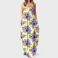 thumbnail image 2 of Ichuanyi Woman Dress, Summer Women Fashion Sling Mid-waist V-neck Sleeveless Stripe Floral Printing Slim Beach Long Dress, 2 of 5