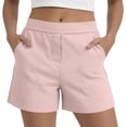 thumbnail image 2 of Only Moment Women's Drawstring Sweat Shorts Blended Fabric Hiking Cargo Bermuda Shorts Lightweight Knee Length Capris for Summer Travel Fishing Workout Shorts Women Pink,S, 2 of 6