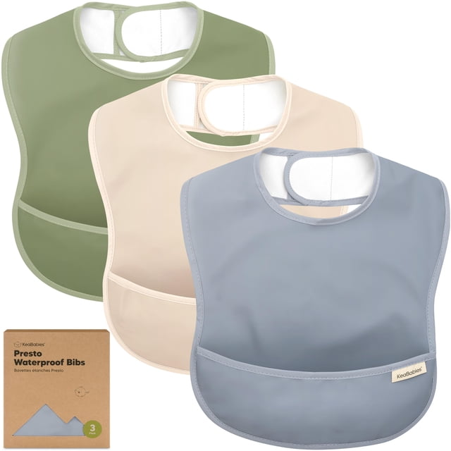 Baberos impermeables para bebés KeaBabies Presto, ligeros, paquete de 3