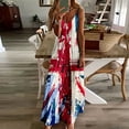 thumbnail image 2 of OAVQHLG3B American flagSummer Dress for Women 4th of July Outfits for Women Sling Mid-waist V-neck Sleeveless Stripe Printing Slim Beach Long Dress, 2 of 5