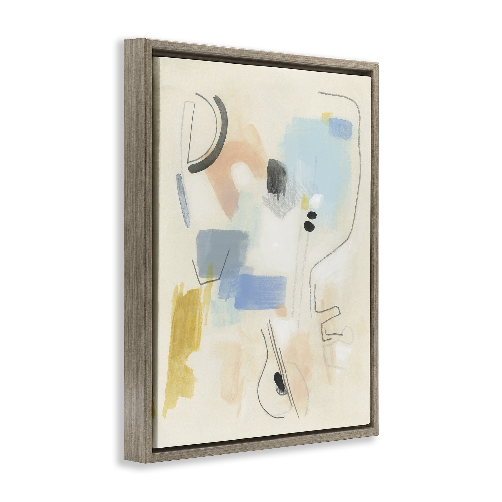 Stupell Industries Modern Scribble Abstraction Abstract Painting Brown Floater Framed Canvas Art Print Wall Art, 17 x 21