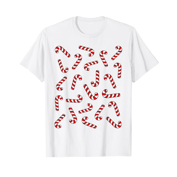 Christmas Candy Cane Shirt Candy Canes Pajamas Family T-Shirt White Tee
