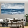 thumbnail image 4 of Sea Landscape Painting Handmade White Waves Textured Wall Art Blue Ocean Oil Painting Minimalist Original Living Room Decor,Unstretched,Frameless,(91*182cm)36*72lnches, 4 of 5