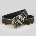 thumbnail image 4 of SXcggal Western Cowboy Belt Bull Head Big Buckle Trend Retro Youth Retro Men's Punk Leather Belt Casual Stylish For Pants, 4 of 5