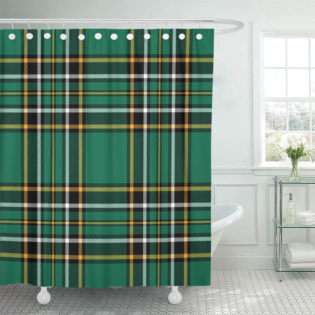 KSADK Traditional Green Ireland Irish Tartan Plaid Pattern Checkered Abstract Shower Curtain