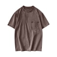 thumbnail image 4 of Hfnxid Big and Tall Men's Short Sleeve Shirt Vintage Crewneck T-Shirt with Pocket Fashion Streetwear Tee Brown XL, 4 of 5