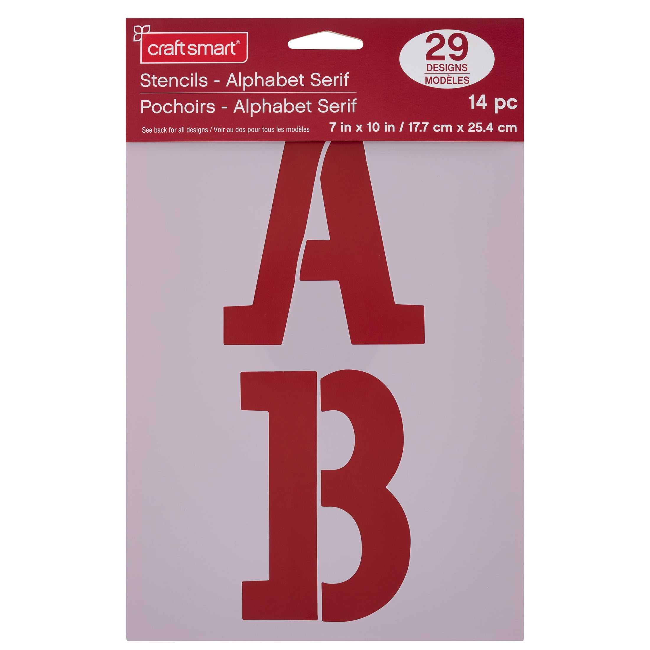 Craft Smart 4.5" Serif Alphabet Stencils - Reusable Plastic, 29 Designs per Pack, 14 Sheets Each - Ideal for DIY Crafts, Decor, Furniture & Gifts, 6 Pack