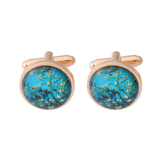 Gemelos en flor de almendro inspirados en Vincent Van Gogh, color azul