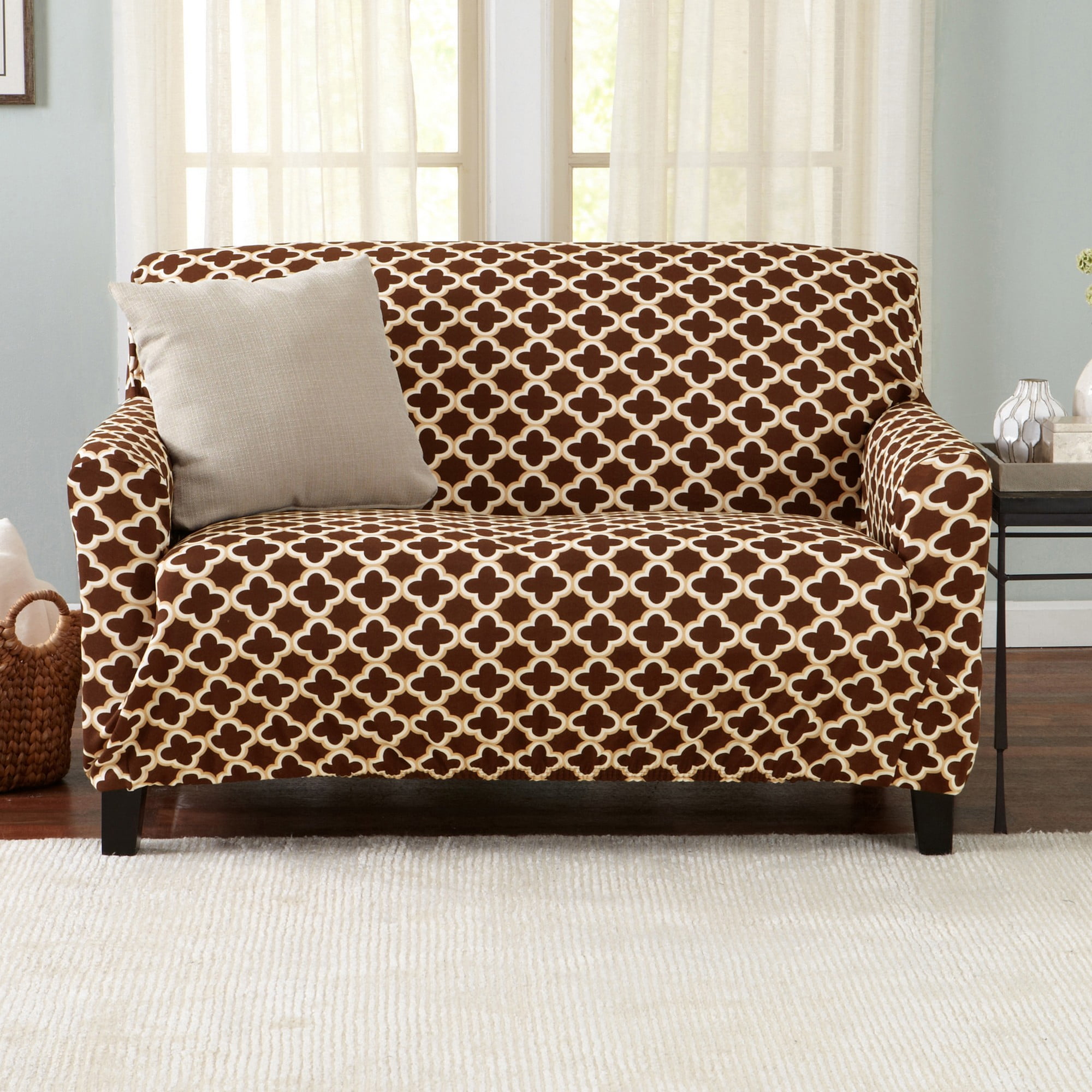 Great Bay Home Stretch Printed Washable Loveseat Slipcover (Loveseat